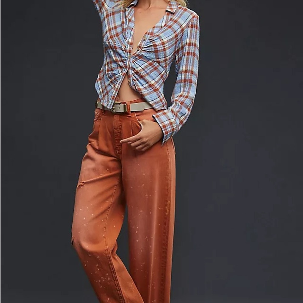 Anthropologie Pilcro The Breaker Denim Pants in Rust Orange